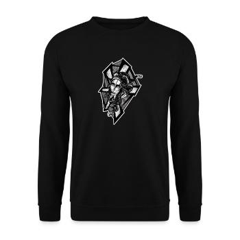 Schwarz-weißes Gorgon-Design Nr. 9 - Unisex Pullover - Schwarz - Vorne - Alina (178cm) & Michal (187cm)