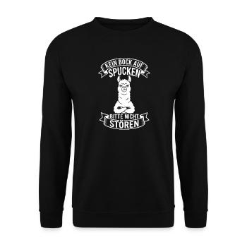 Alpaca Saying No Spitting - Unisex Sweatshirt - black - Front - Alina (178cm) & Michal (187cm)