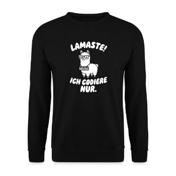 LamaSte: Ich Codiere Nur - Unisex Pullover - Schwarz - Vorne - Alina (178cm) & Michal (187cm)