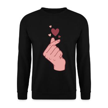 Kpop Finger Herz Koreanischer Pop Süße Liebe Koreanisch - Unisex Pullover - Schwarz - Vorne - Alina (178cm) & Michal (187cm)