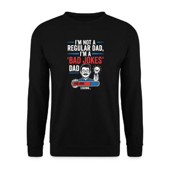 Not a normal father, Bad Jokes Dad - Unisex Sweatshirt - black - Front - Alina (178cm) & Michal (187cm)