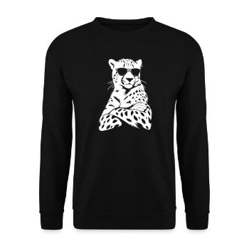 Cool Cheetah – Sunglasses and Crossed Arms - Unisex Sweatshirt - black - Front - Alina (178cm) & Michal (187cm)
