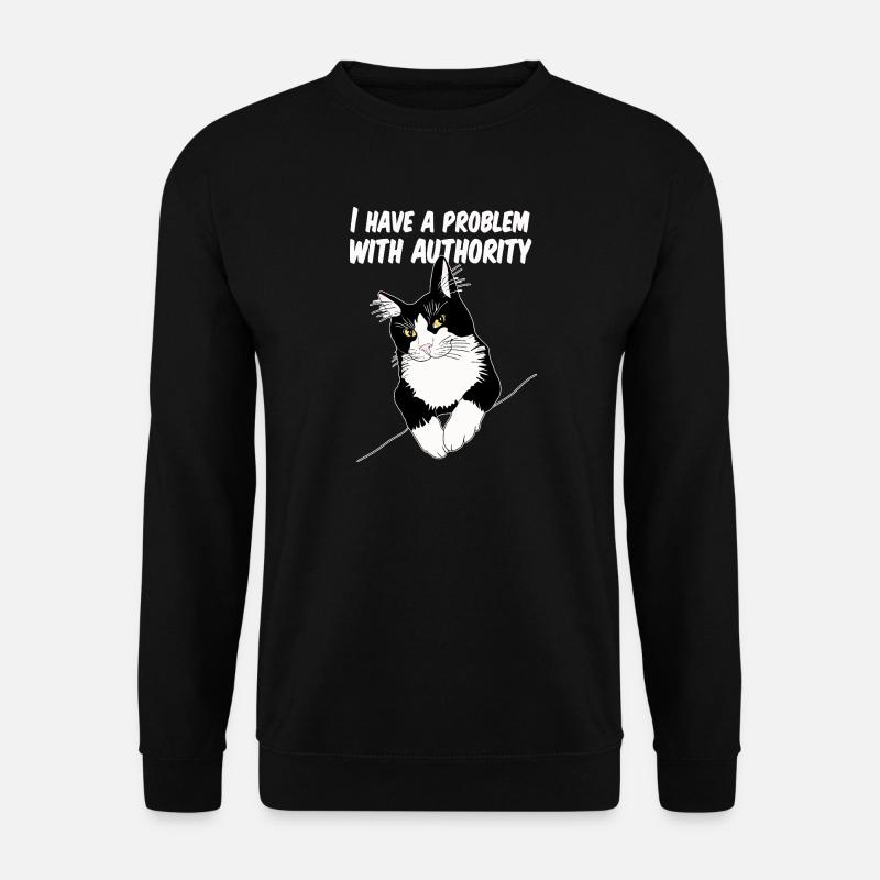 Cat Defies Authority - Unisex Sweatshirt - black
