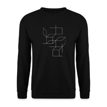 Geometric Cube Line Art - Unisex Sweatshirt - black - Front - Alina (178cm) & Michal (187cm)