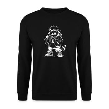 Rapping Raccoon with Bling - Unisex Sweatshirt - black - Front - Alina (178cm) & Michal (187cm)