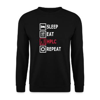HPLC Performance Chromatography Eat Sleep Repeat - Unisex Sweatshirt - black - Front - Alina (178cm) & Michal (187cm)