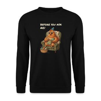 Funny Saying Chicken Crochets - Unisex Sweatshirt - black - Front - Alina (178cm) & Michal (187cm)