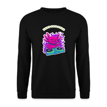 Angry Axolotl DJ - Drop the Bass Neon Design - Unisex Sweatshirt - black - Front - Alina (178cm) & Michal (187cm)