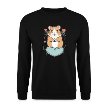Hamster with heart - Unisex Sweatshirt - black - Front - Alina (178cm) & Michal (187cm)