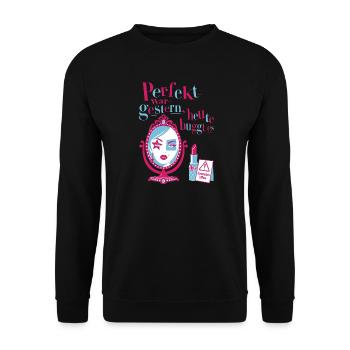 Perfekt war gestern, heute buggt es - Unisex Pullover - Schwarz - Vorne - Alina (178cm) & Michal (187cm)