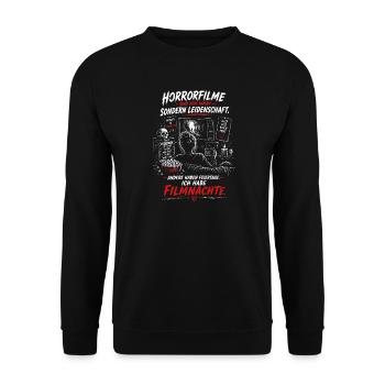 Horror Filme Meine Filmabende Spruch - Unisex Pullover - Schwarz - Vorne - Alina (178cm) & Michal (187cm)