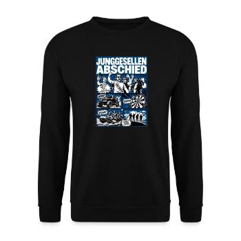 Junggesellenabschied Abenteuer Crew - Unisex Pullover - Schwarz - Vorne - Alina (178cm) & Michal (187cm)