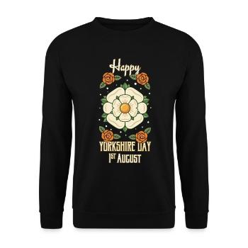 Happy Yorkshire Day 1st August Yorkshire Symbol - Unisex Sweatshirt - black - Front - Alina (178cm) & Michal (187cm)