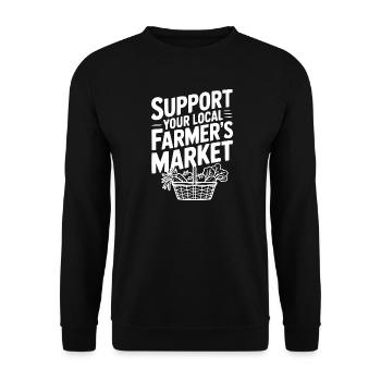 Unterstützen Sie Ihren örtlichen Bauernmarkt - Unisex Pullover - Schwarz - Vorne - Alina (178cm) & Michal (187cm)