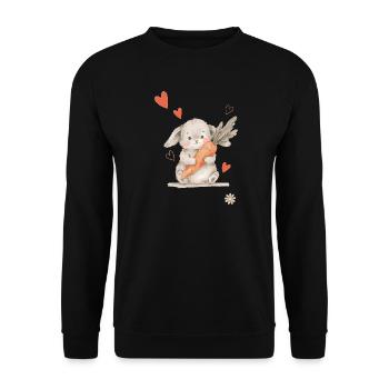 Bunny Carrot Hearts Cute Forest Creatures - Unisex Sweatshirt - black - Front - Alina (178cm) & Michal (187cm)