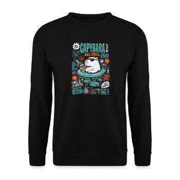 Capybara All Chill Funny Animal - Unisex Pullover - Schwarz - Vorne - Alina (178cm) & Michal (187cm)