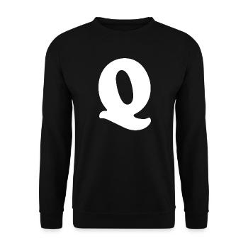Large Q Style Print | Letter Q | Q Logo - Unisex Sweatshirt - black - Front - Alina (178cm) & Michal (187cm)