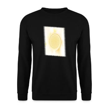 Gelbe Spirale Sonnenkreis - Unisex Pullover - Schwarz - Vorne - Alina (178cm) & Michal (187cm)
