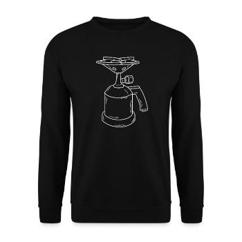 Campingkocher – Minimalistisches Camping Design - Unisex Pullover - Schwarz - Vorne - Alina (178cm) & Michal (187cm)