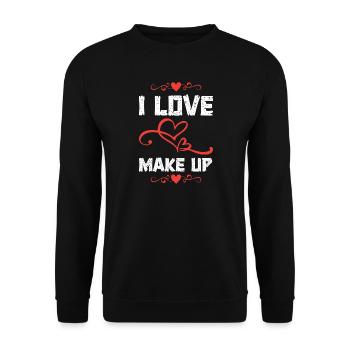 Love Make-up Herzdesign - Unisex Pullover - Schwarz - Vorne - Alina (178cm) & Michal (187cm)