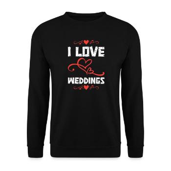 I Love Weddings Herzdesign - Unisex Pullover - Schwarz - Vorne - Alina (178cm) & Michal (187cm)