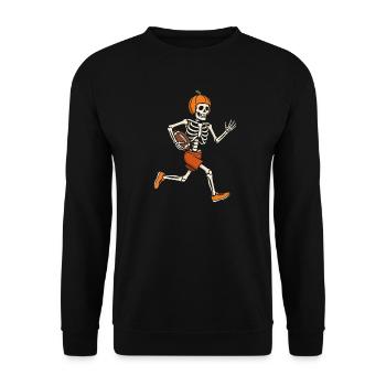 Halloween-Skeleton-Footballspieler - Unisex Pullover - Schwarz - Vorne - Alina (178cm) & Michal (187cm)