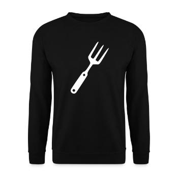 Grillzange Gabel Grillen BBQ Geschenk Weihnachten - Unisex Pullover - Schwarz - Vorne - Alina (178cm) & Michal (187cm)