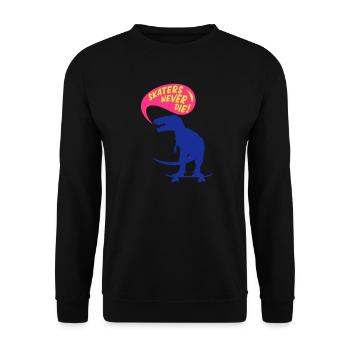 t-rex skater - Unisex Pullover - Schwarz - Vorne - Alina (178cm) & Michal (187cm)
