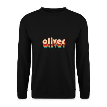 Retro Oliver Name - Unisex Sweatshirt - black - Front - Alina (178cm) & Michal (187cm)
