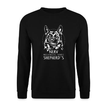 DEUTSCHER SCHÄFERHUND Nerv mich nicht Wilsigns - Unisex Pullover - Schwarz - Vorne - Alina (178cm) & Michal (187cm)