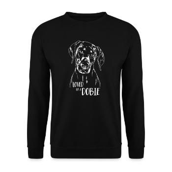 Loved by a Dobie dog saying Doberman Wilsigns - Unisex Sweatshirt - black - Front - Alina (178cm) & Michal (187cm)
