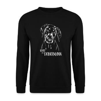 Aimé par un chien Doberman disant Wilsigns - Sweat-shirt Unisexe - noir - Devant - Alina (178cm) & Michal (187cm)