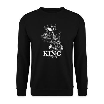 GERMAN WIREHAIRED King of everything Dog Wilsigns - Unisex Sweatshirt - black - Front - Alina (178cm) & Michal (187cm)