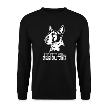 La vie du Bull Terrier anglais est meilleure Chiens Wilsigns - Sweat-shirt Unisexe - noir - Devant - Alina (178cm) & Michal (187cm)