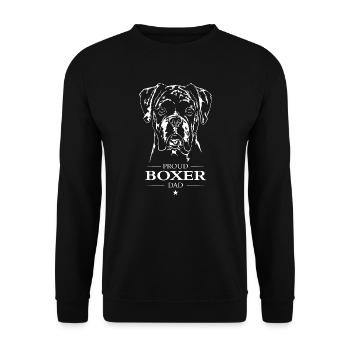 Boxer Dad Hund Hunde Hundesport Wilsigns - Unisex Pullover - Schwarz - Vorne - Alina (178cm) & Michal (187cm)