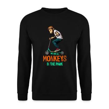 Stunt Scooter Monkey Does Tricks - Unisex Sweatshirt - black - Front - Alina (178cm) & Michal (187cm)