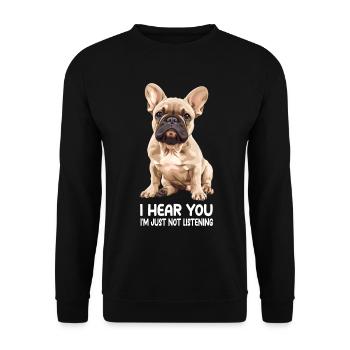 French Bulldog - Unisex Pullover - Schwarz - Vorne - Alina (178cm) & Michal (187cm)