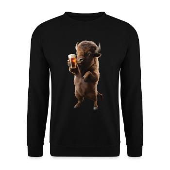 Bison Bier - Unisex Pullover - Schwarz - Vorne - Alina (178cm) & Michal (187cm)