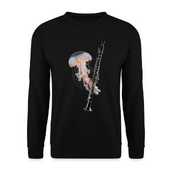 Qualle Klarinette - Unisex Pullover - Schwarz - Vorne - Alina (178cm) & Michal (187cm)