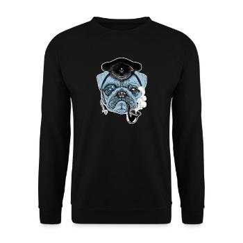 Mops-Seemann - Unisex Pullover - Schwarz - Vorne - Alina (178cm) & Michal (187cm)
