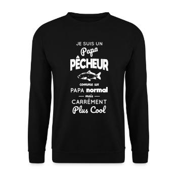 Papa pêcheur comme un papa normal mais plus cool - Sweat-shirt Unisexe - noir - Devant - Alina (178cm) & Michal (187cm)