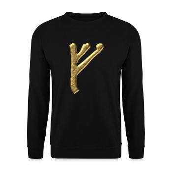 Rune Fehu - luck, prosperity & personal power - Unisex Sweatshirt - black - Front - Alina (178cm) & Michal (187cm)