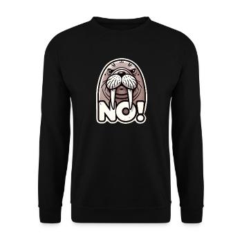 Walross NO: Lustiges und Ausdrucksstarkes Design - Unisex Pullover - Schwarz - Vorne - Alina (178cm) & Michal (187cm)