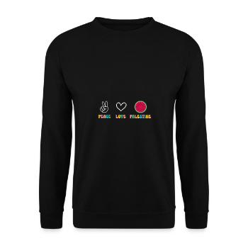 Peace Love Palestine Palästina - Unisex Pullover - Schwarz - Vorne - Alina (178cm) & Michal (187cm)