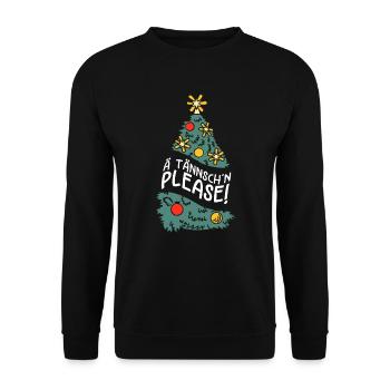 Weihnachten Humor Lustig Spruch Ä Tännsch'n Please - Unisex Pullover - Schwarz - Vorne - Alina (178cm) & Michal (187cm)