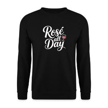 Rosé All Day Roséwein Wein Motto - Unisex Pullover - Schwarz - Vorne - Alina (178cm) & Michal (187cm)