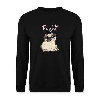 Bella die Mops - Unisex Pullover - Schwarz - Vorne - Alina (178cm) & Michal (187cm)
