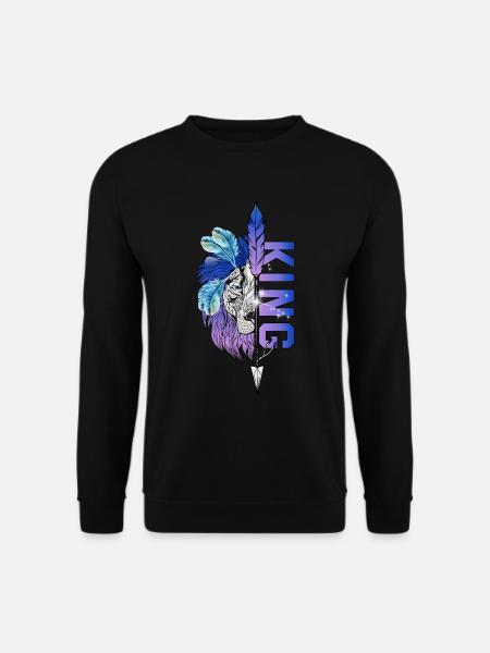Löwe King - Queen Pärchendesign Valentinstag - Unisex Pullover - Schwarz