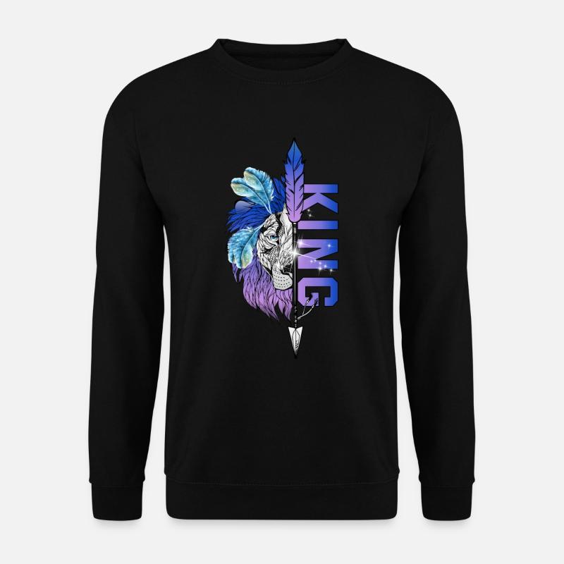 Löwe King - Queen Pärchendesign Valentinstag - Unisex Pullover - Schwarz