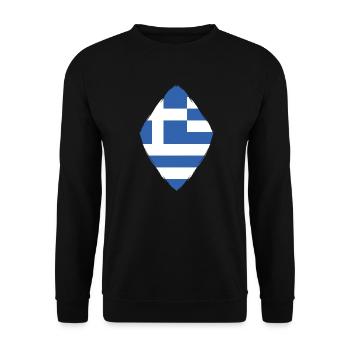 Griechenland Flagge Hellas Athen Griechische Fahne - Unisex Pullover - Schwarz - Vorne - Alina (178cm) & Michal (187cm)